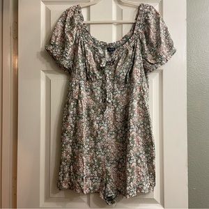 Green lily rose romper